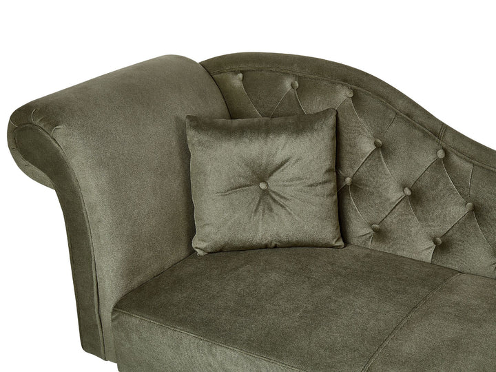 Lattes II Left Hand Velvet Chaise Lounge Olive Green