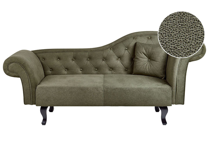 Lattes II Right Hand Velvet Chaise Lounge Olive Green