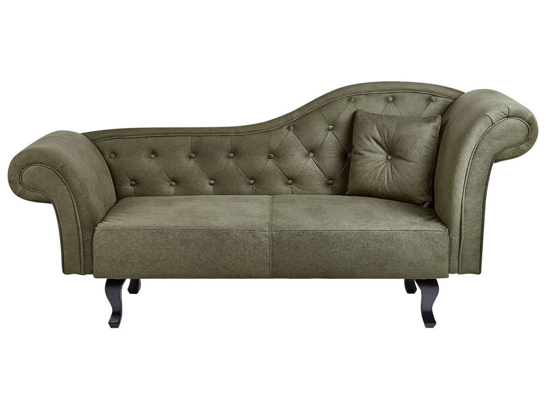 Lattes II Right Hand Velvet Chaise Lounge Olive Green