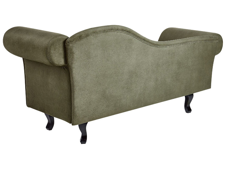 Lattes II Right Hand Velvet Chaise Lounge Olive Green