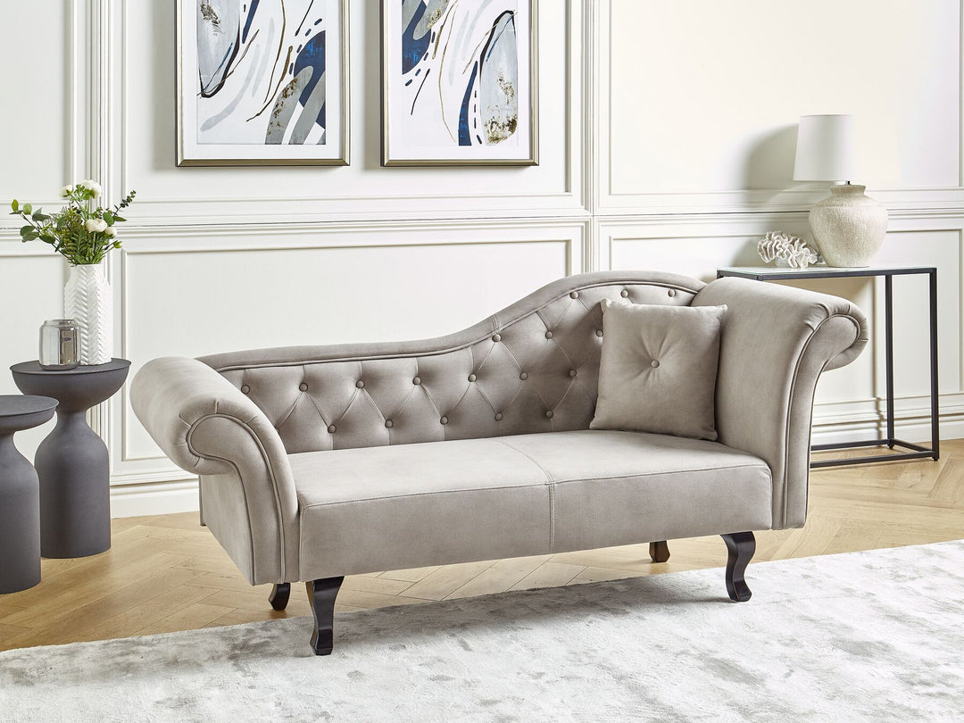 Lattes II Right Hand Velvet Chaise Lounge Taupe