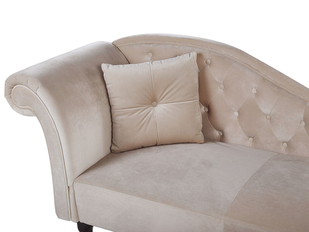 Lattes Left Hand Chaise Lounge Velvet Beige