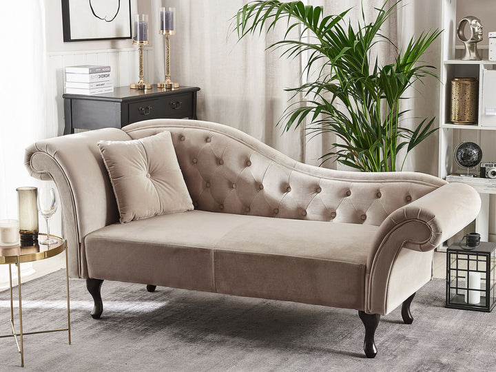 Lattes Left Hand Chaise Lounge Velvet Beige