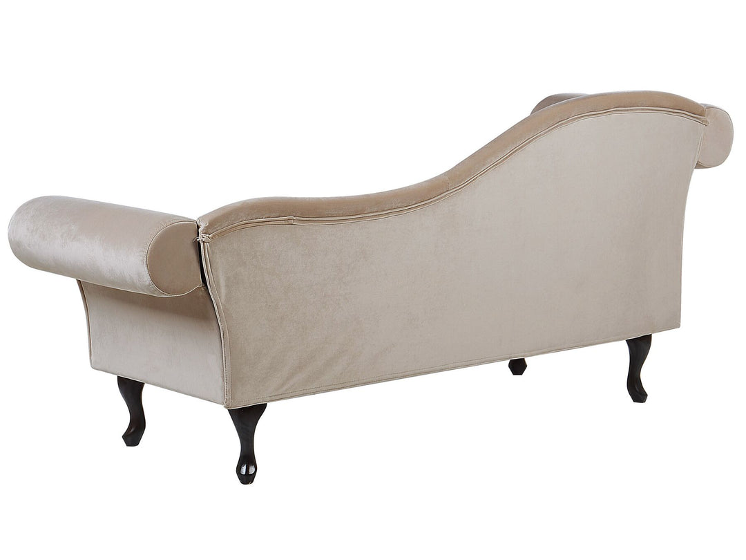 Lattes Left Hand Chaise Lounge Velvet Beige