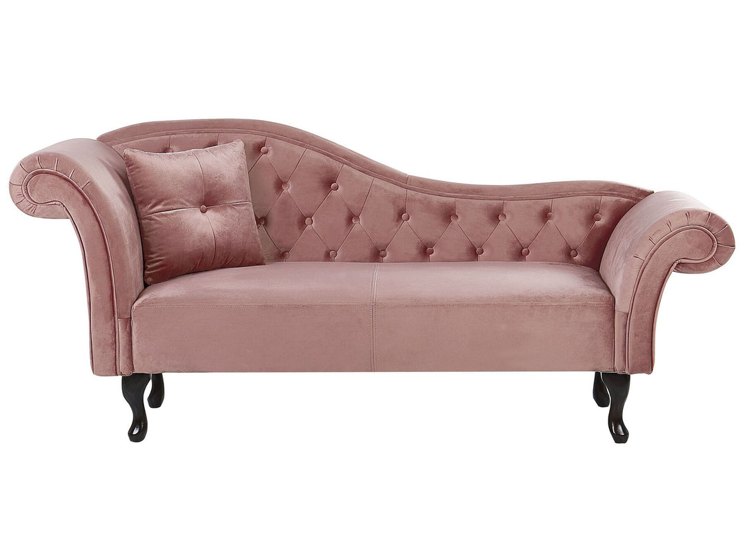 Lattes Left Hand Chaise Lounge Velvet Pink