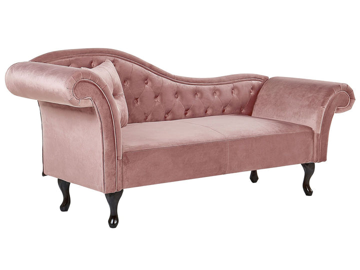 Lattes Left Hand Chaise Lounge Velvet Pink