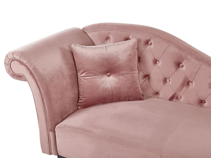 Lattes Left Hand Chaise Lounge Velvet Pink