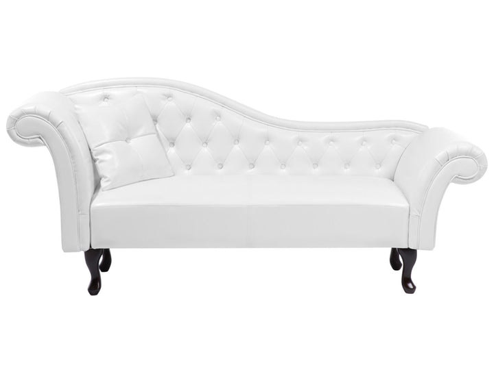 Lattes Left Hand Faux Leather Chaise Lounge White