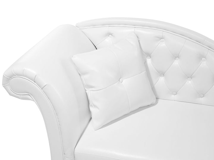 Lattes Left Hand Faux Leather Chaise Lounge White