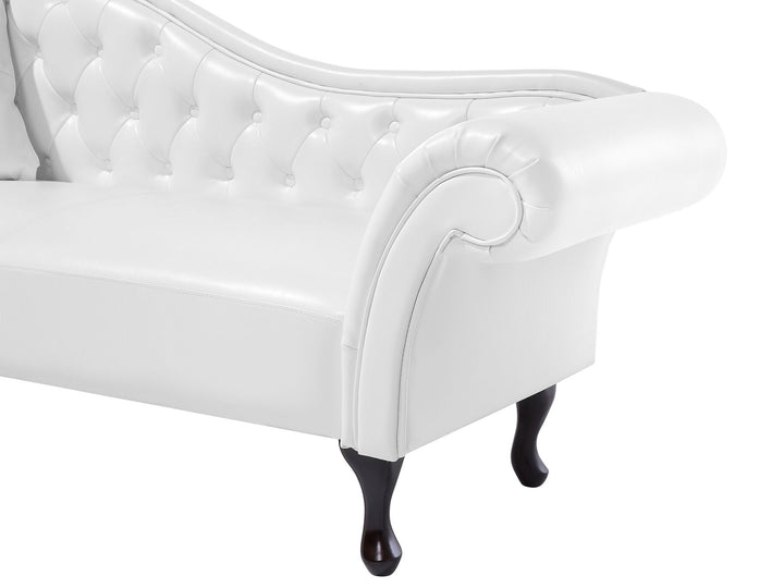 Lattes Left Hand Faux Leather Chaise Lounge White