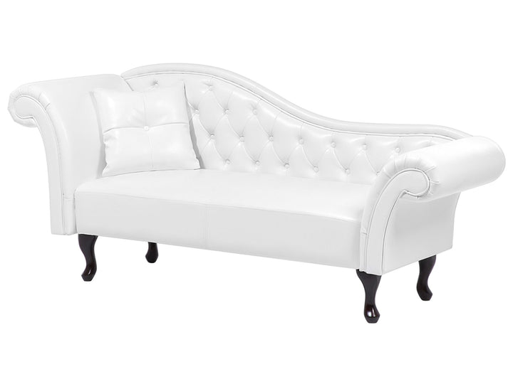 Lattes Left Hand Faux Leather Chaise Lounge White