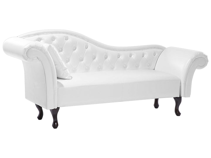 Lattes Left Hand Faux Leather Chaise Lounge White