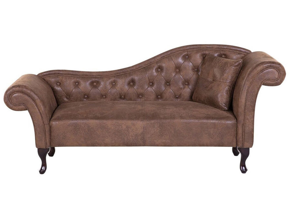 Lattes Right Hand Chaise Lounge Faux Suede Brown