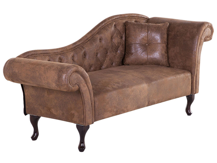 Lattes Right Hand Chaise Lounge Faux Suede Brown