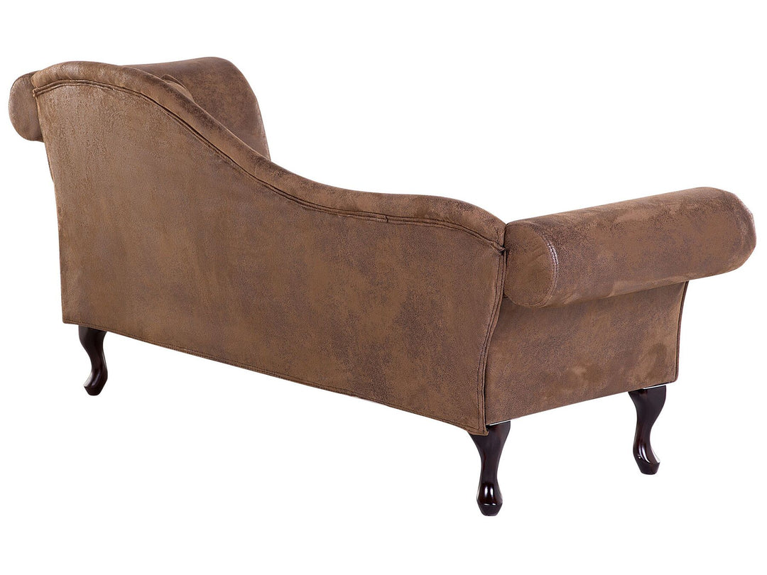 Lattes Right Hand Chaise Lounge Faux Suede Brown