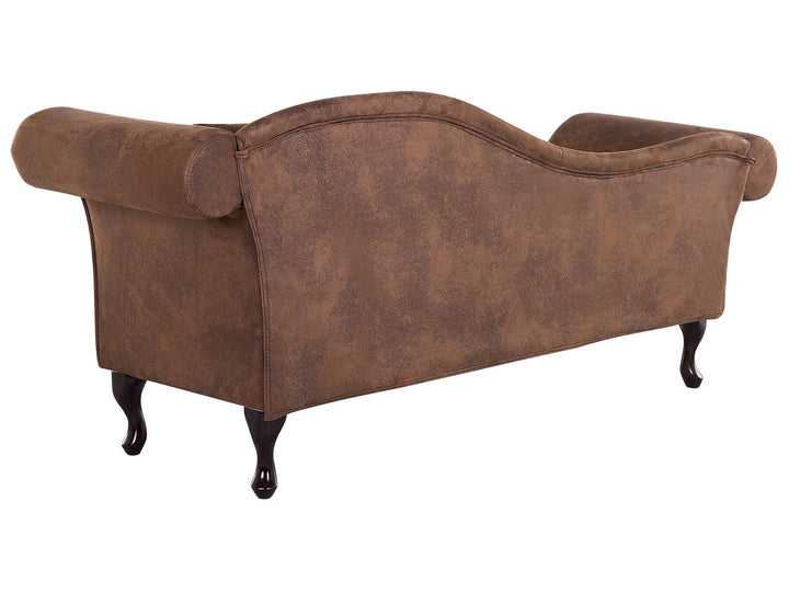 Lattes Right Hand Chaise Lounge Faux Suede Brown