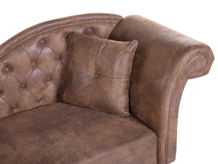 Lattes Right Hand Chaise Lounge Faux Suede Brown