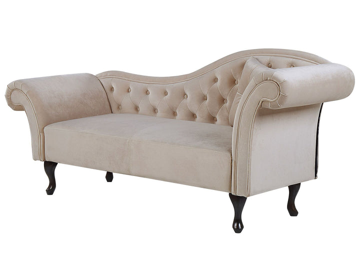 Lattes Right Hand Chaise Lounge Velvet Beige