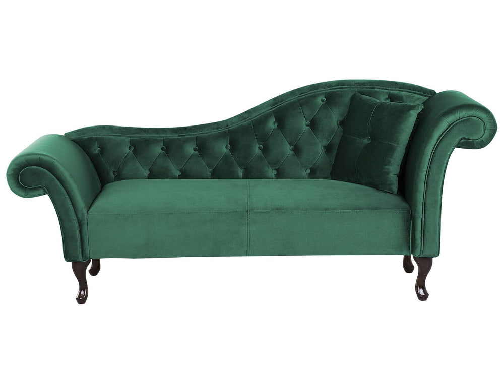 Lattes Right Hand Chaise Lounge Velvet Dark Green