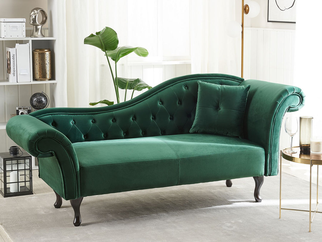 Lattes Right Hand Chaise Lounge Velvet Dark Green