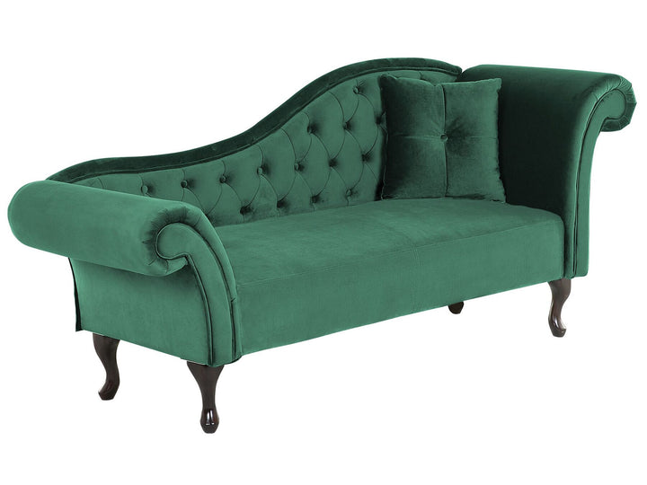 Lattes Right Hand Chaise Lounge Velvet Dark Green