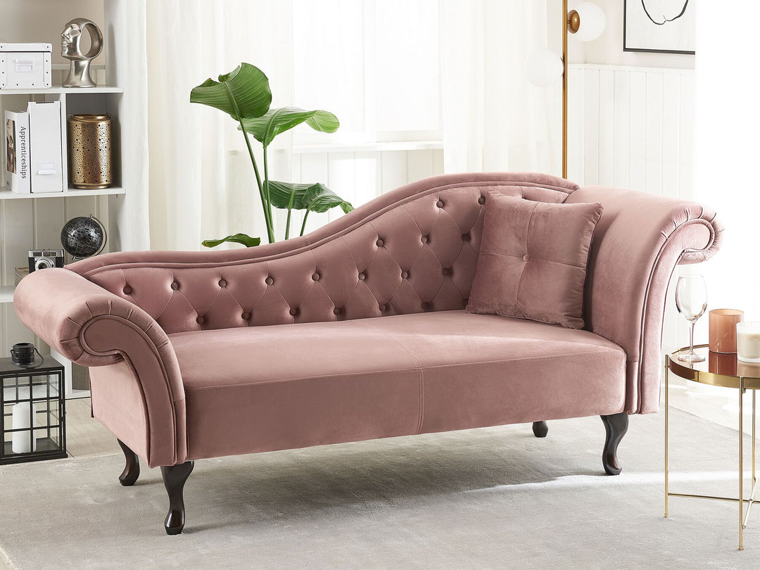 Lattes Right Hand Chaise Lounge Velvet Pink