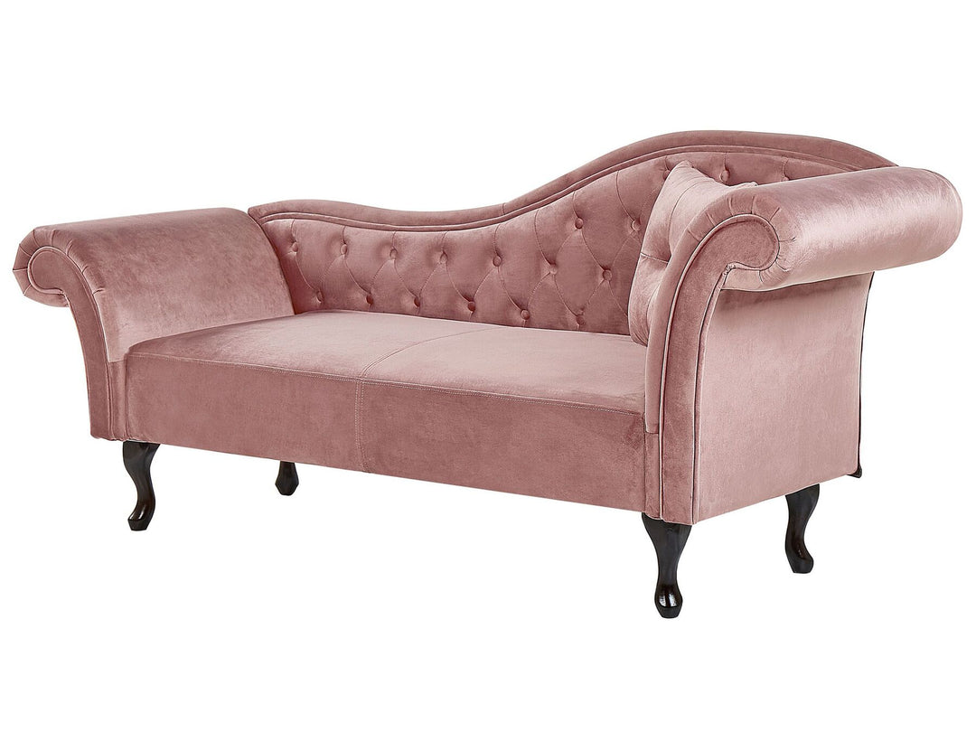 Lattes Right Hand Chaise Lounge Velvet Pink