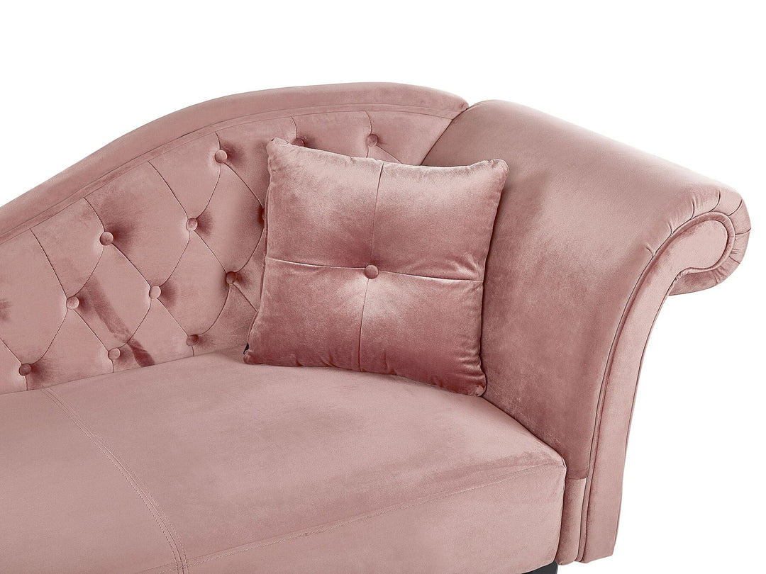 Lattes Right Hand Chaise Lounge Velvet Pink