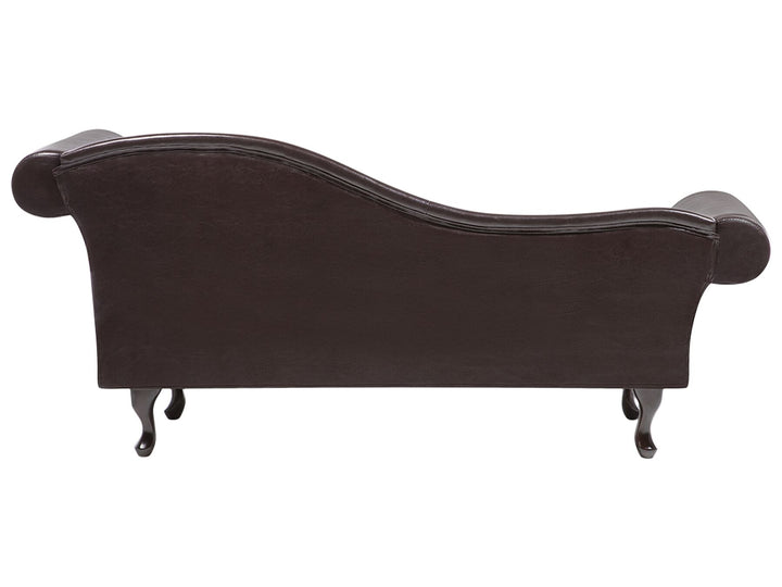 Lattes Right Hand Faux Leather Chaise Lounge Brown