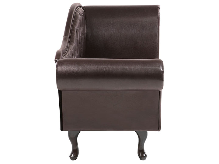 Lattes Right Hand Faux Leather Chaise Lounge Brown