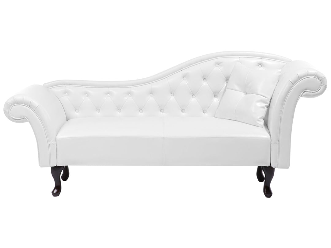 Lattes Right Hand Faux Leather Chaise Lounge White