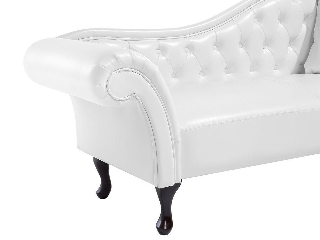 Lattes Right Hand Faux Leather Chaise Lounge White