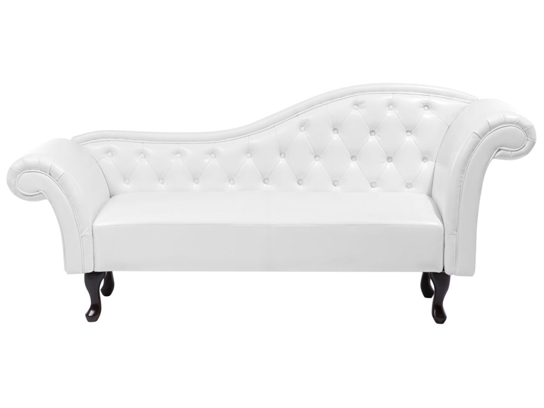 Lattes Right Hand Faux Leather Chaise Lounge White