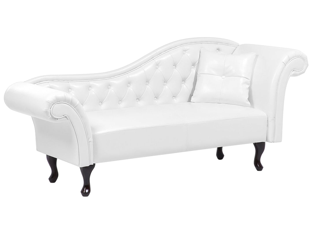 Lattes Right Hand Faux Leather Chaise Lounge White