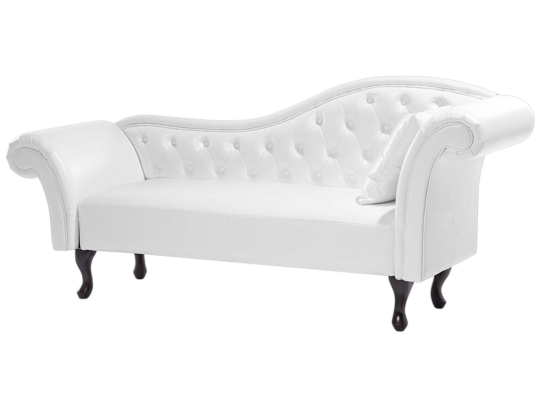 Lattes Right Hand Faux Leather Chaise Lounge White