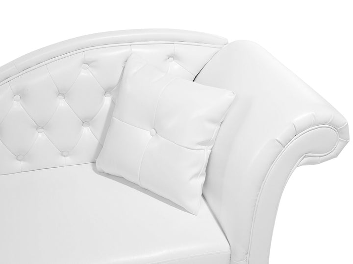 Lattes Right Hand Faux Leather Chaise Lounge White