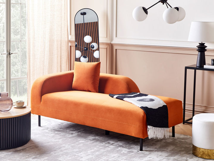 Le Crau Left Hand Velvet Chaise Lounge Orange