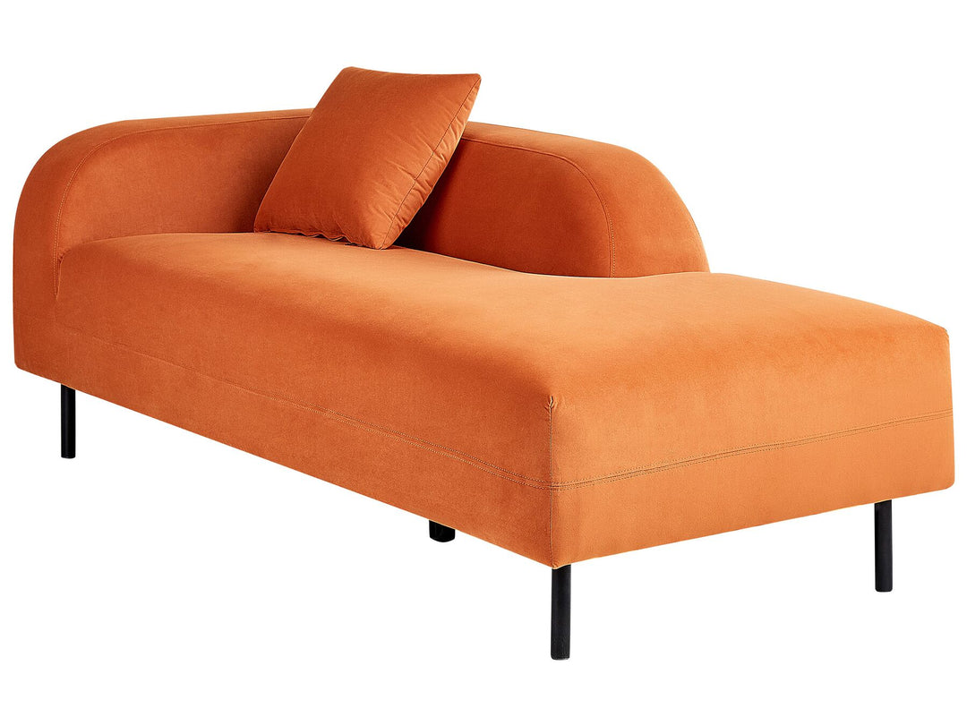 Le Crau Left Hand Velvet Chaise Lounge Orange