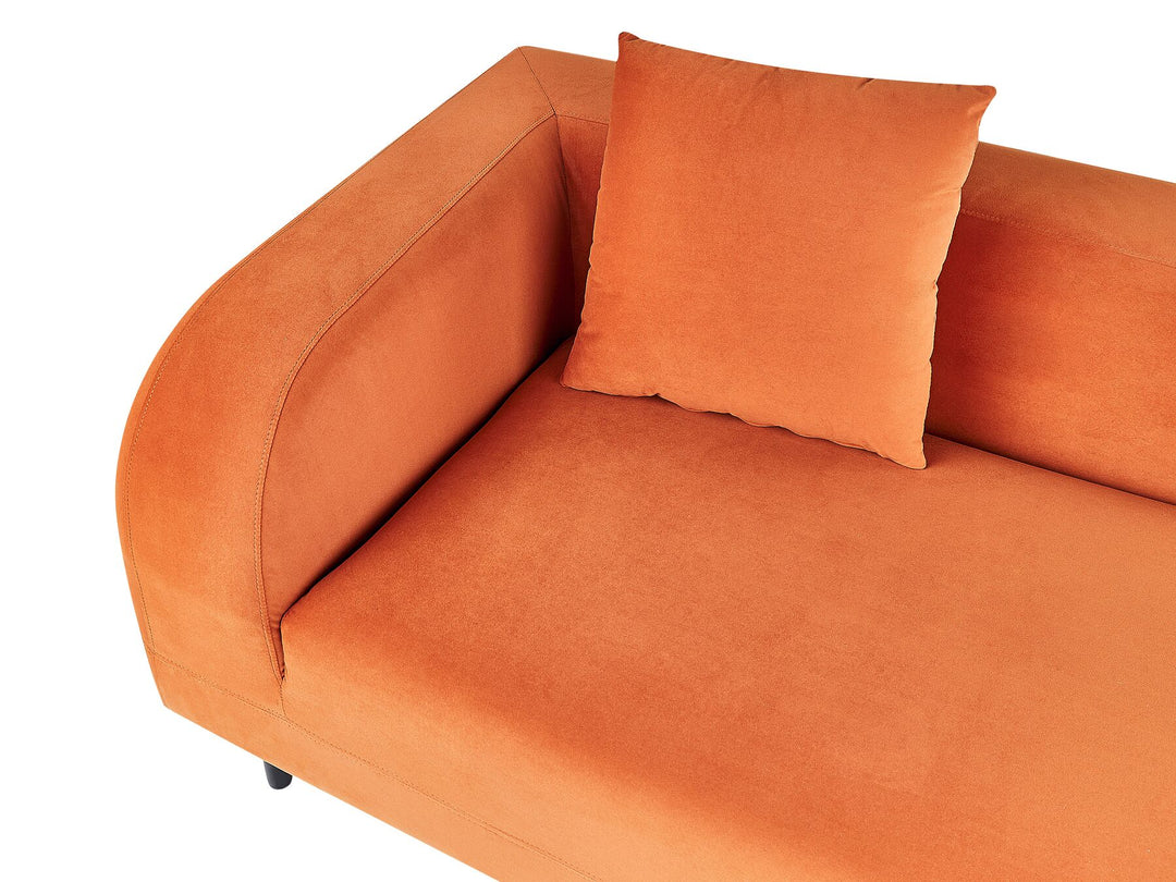 Le Crau Left Hand Velvet Chaise Lounge Orange