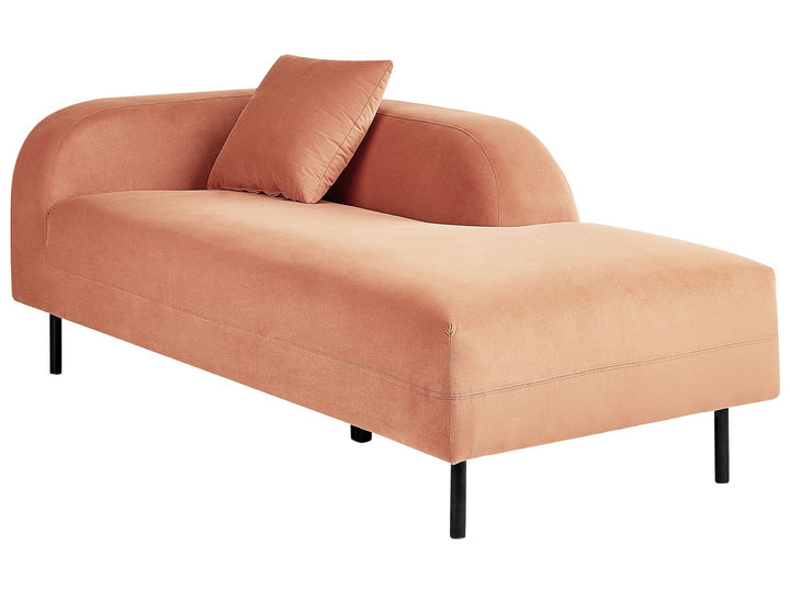 Le Crau Left Hand Velvet Chaise Lounge Peach Pink