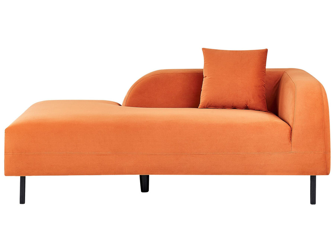 Le Crau Right Hand Velvet Chaise Lounge Orange