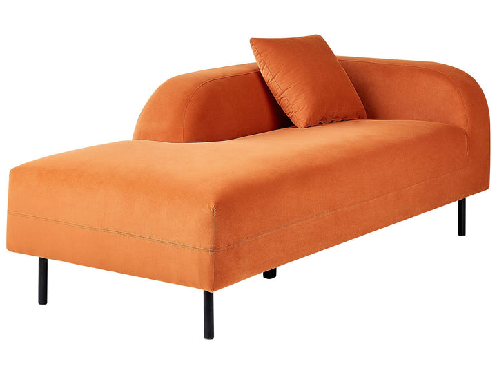 Le Crau Right Hand Velvet Chaise Lounge Orange