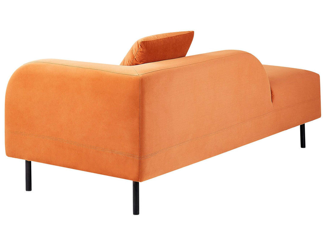 Le Crau Right Hand Velvet Chaise Lounge Orange