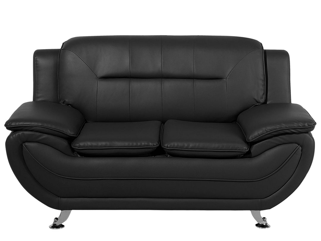 Leira 2 Seater Faux Leather Sofa Black