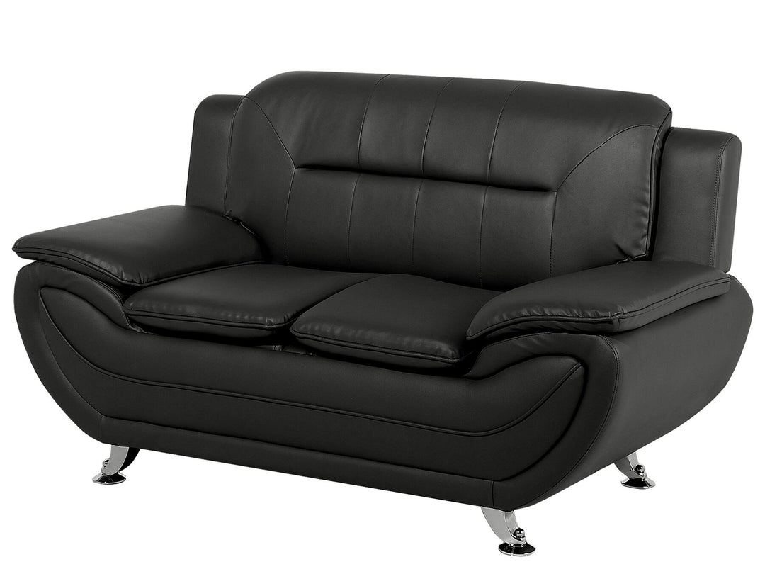 Leira 2 Seater Faux Leather Sofa Black