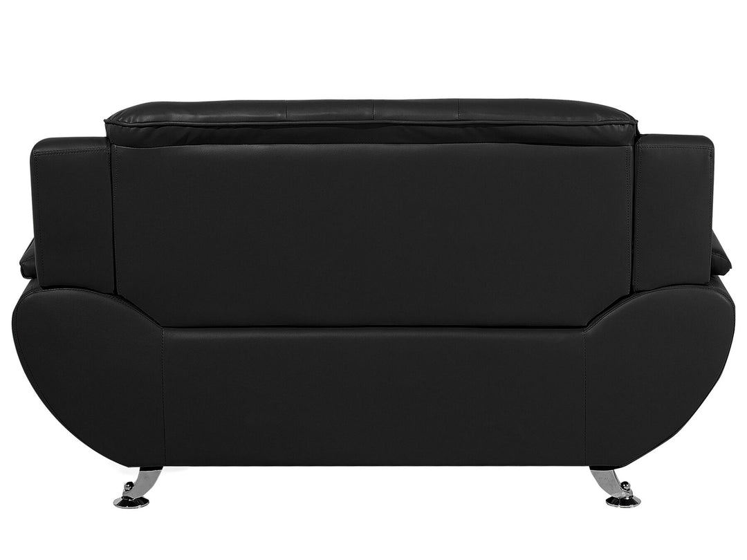 Leira 2 Seater Faux Leather Sofa Black