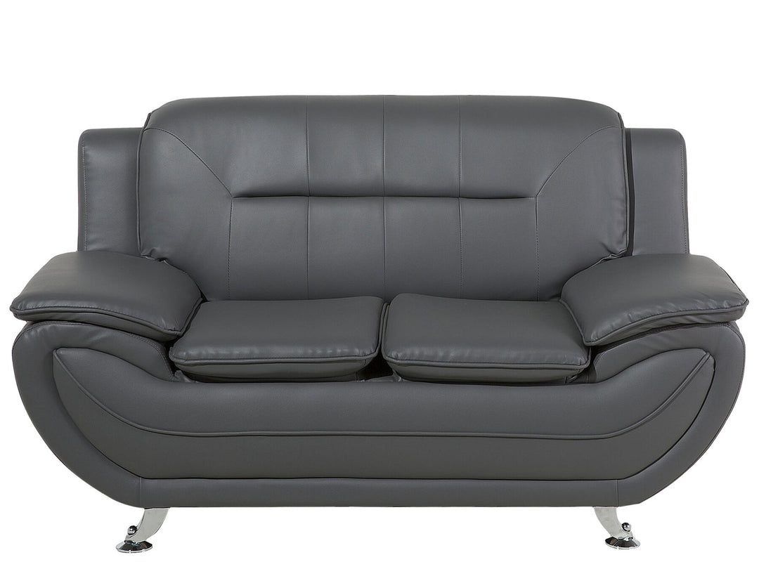 Leira 2 Seater Faux Leather Sofa Grey