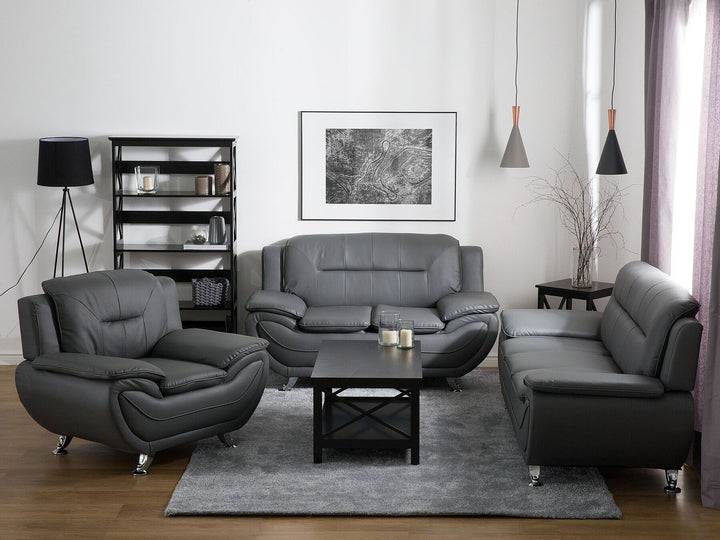 Leira 2 Seater Faux Leather Sofa Grey