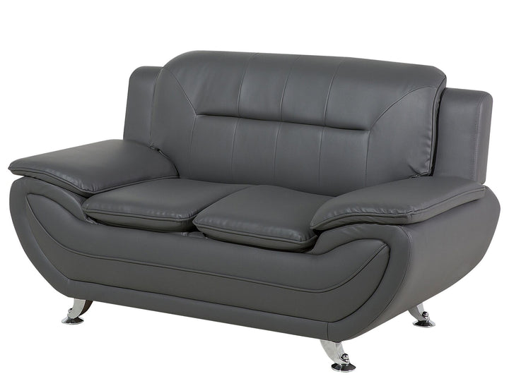 Leira 2 Seater Faux Leather Sofa Grey