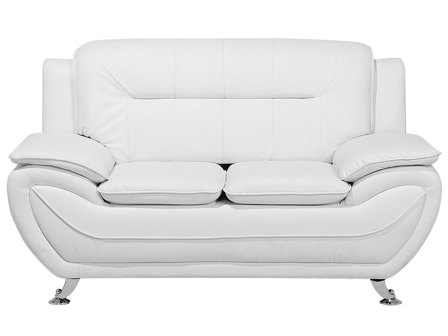 Leira 2 Seater Faux Leather Sofa White